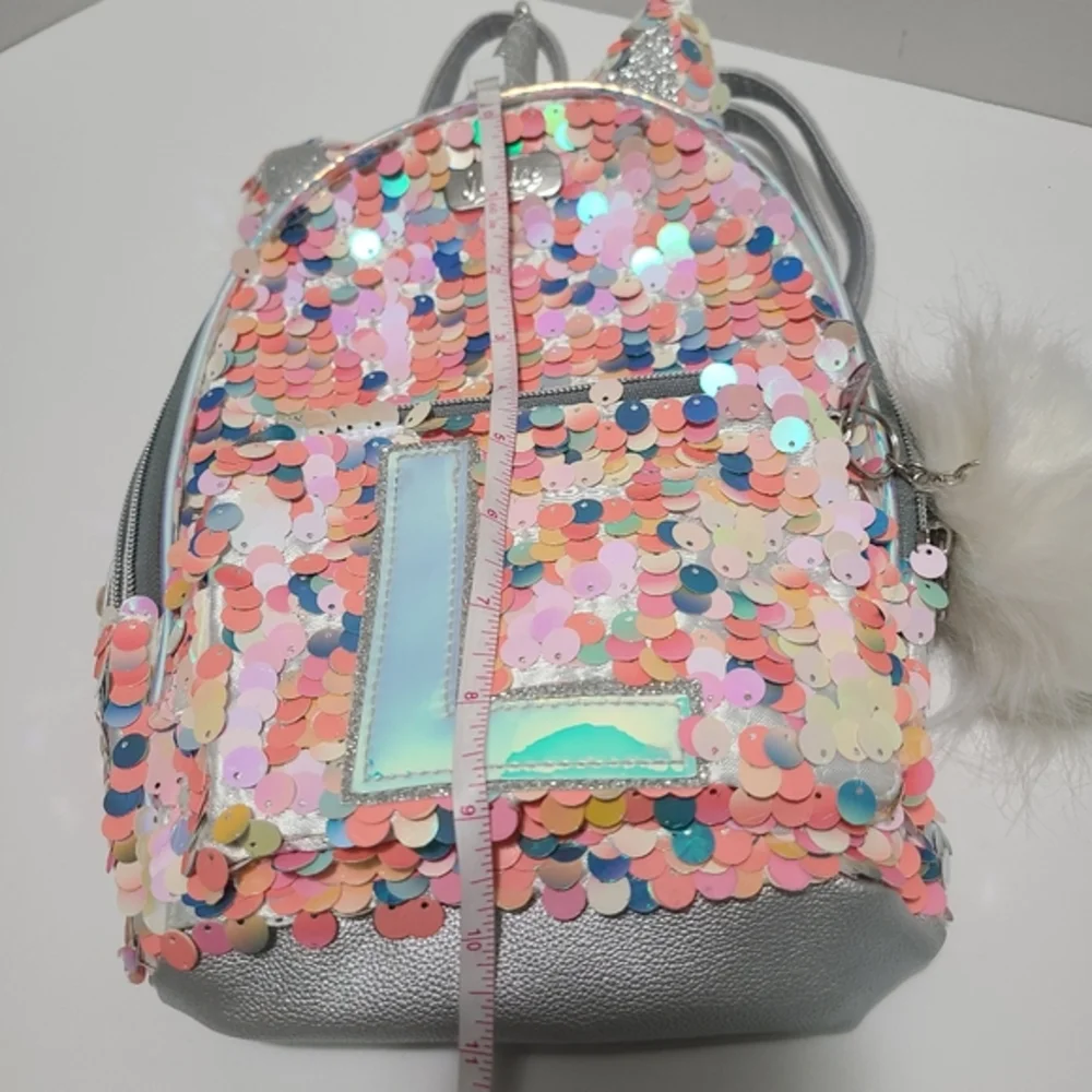 Justice Little girls unicorn backpack purse (small) with‎ initial L